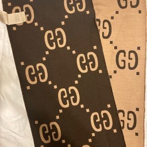 GG jacquard wool silk scarf